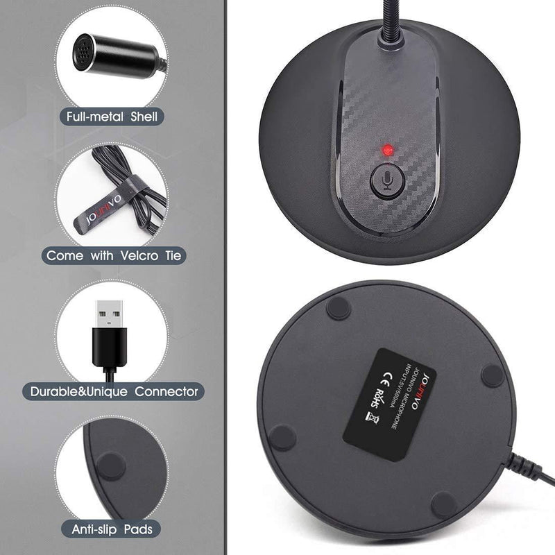 USB Desktop Microphone with Mute Button, Plug&Play Condenser, Computer, PC, Laptop, Mac, PS4 Mic LED Indicator -360 Gooseneck Design -Recording, YouTube, Gaming, Streaming (Omnidirectional-JV601) Omnidirectional