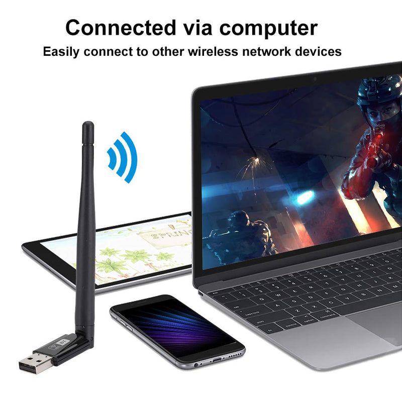 ASHATA Wireless Network Adapter, RTL8821CU 600M Free Drive Dual Band PC Wireless LAN Card for USB Bluetooth Adapter