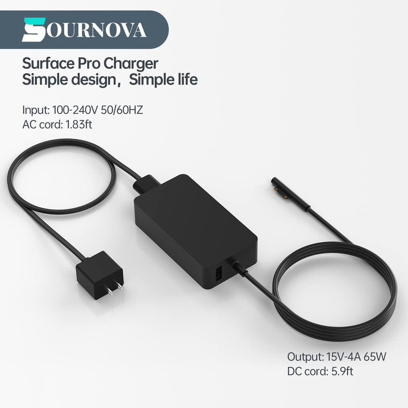 Surface Laptop Charger, 65W for Microsoft Surface Laptop 4 3 2 Charger,Surface Laptop Studio, Surface Pro 7+ 7 6 5 4 X,Surface Go, Surface Book,Work with 65W/44W/36W/24W