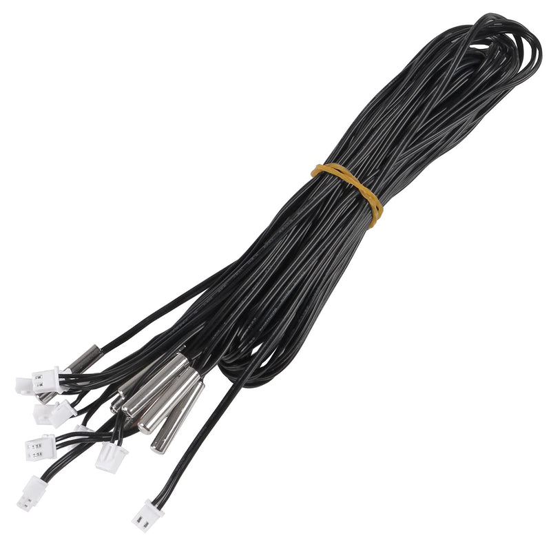 AITRIP 10PCS NTC 10K 3950 Ohm Waterproof Temperature Sensor Probe Stainless Digital Thermal Sensor Probe Cable Length 1M