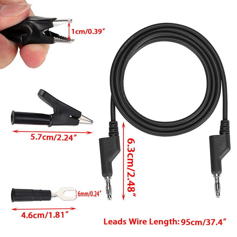 Sumnacon Stackable Banana Plug Alligator Clip Pure Copper Fork Test Lead, 3.3 ft Multimeter Flexible Test Lead Wire Cable With Protective Jack Copper Clamps For Electrical Testing