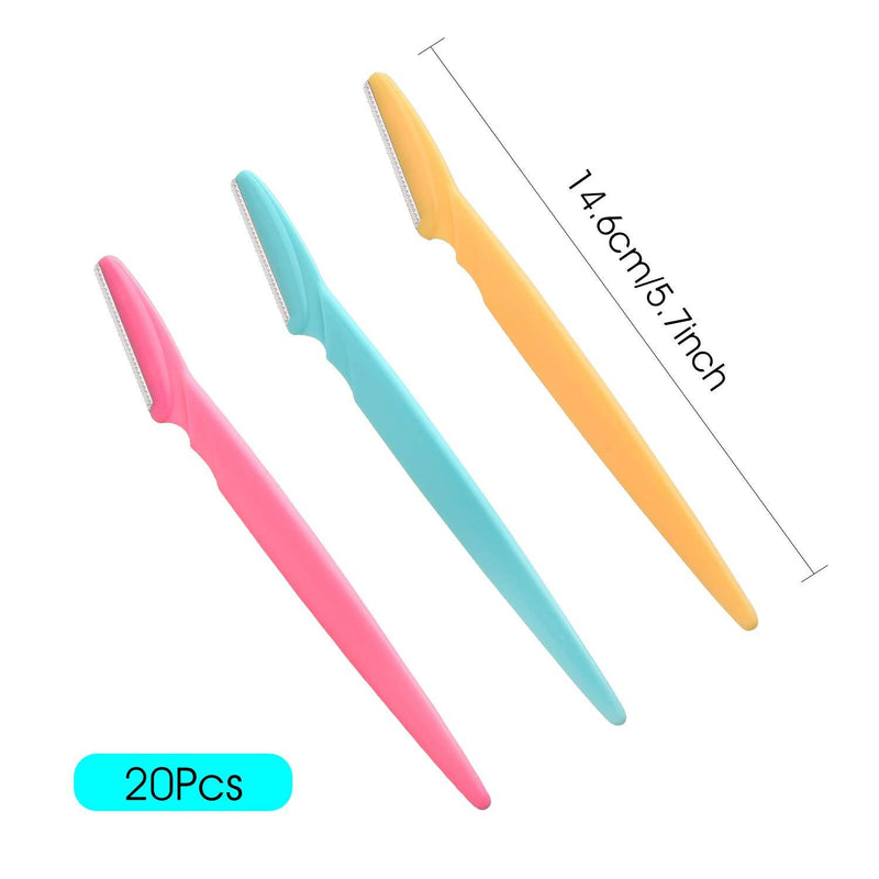 FEPITO 20Pcs Eyebrow Razor Shaper Shavers Trimmers for Women and Men Face Hair Removers Multipurpose Exfoliating Face Razor