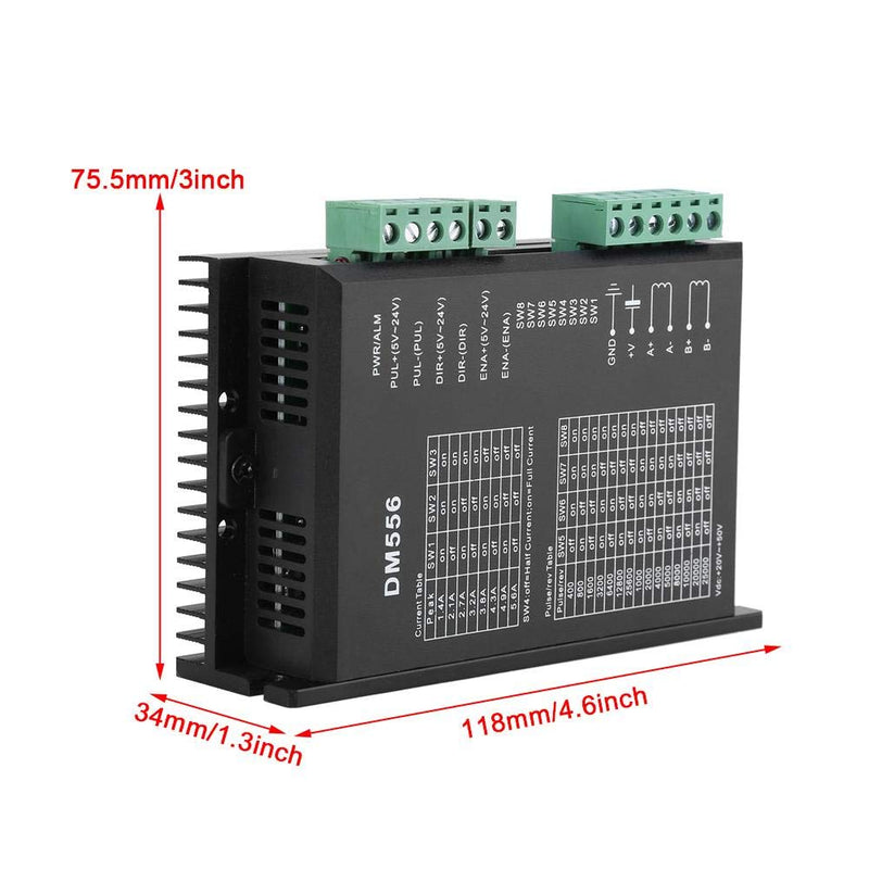 Nema 23 Steep Motor Driver, 24V-50V DC DM556 2 Phase Stepper Motor Driver 42/57 Stepper Motor Driver for Automatic Packaging Machines and Engraving Machines