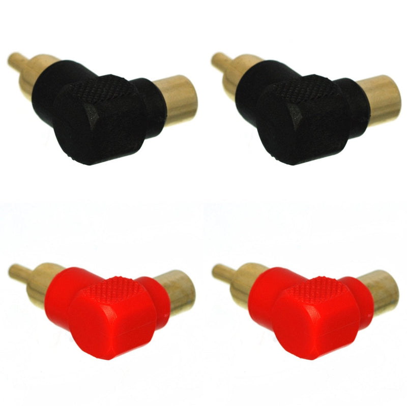 CESS Right Angle Connector RCA Male Plug to RCA Female 90 Degree Elbow (jcx) (4 Pack)