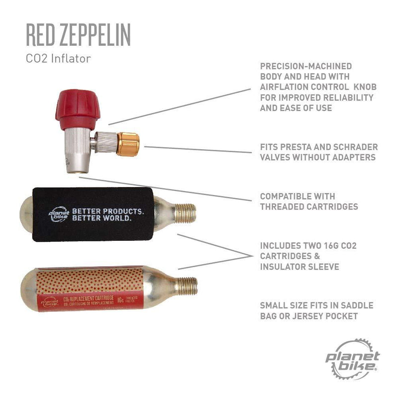 Planet Bike Red Zeppelin CO2 Bike Tire Inflator