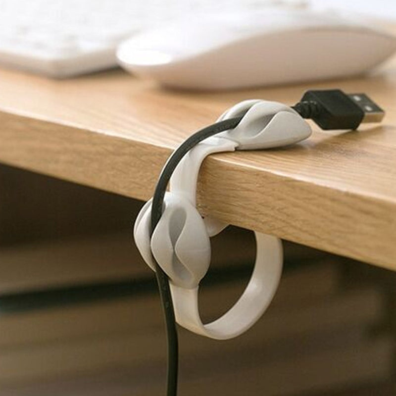 Coralpearl Desk Cable Drop Clips Weighted Silicone Desktop Organizer Small Line Ties Fixer Tidy Table Top Wire Holder Clamp Non Adhesive Cord Management Set for Home Office (Black 2pcs+White 2pcs) Black 2pcs+White 2pcs