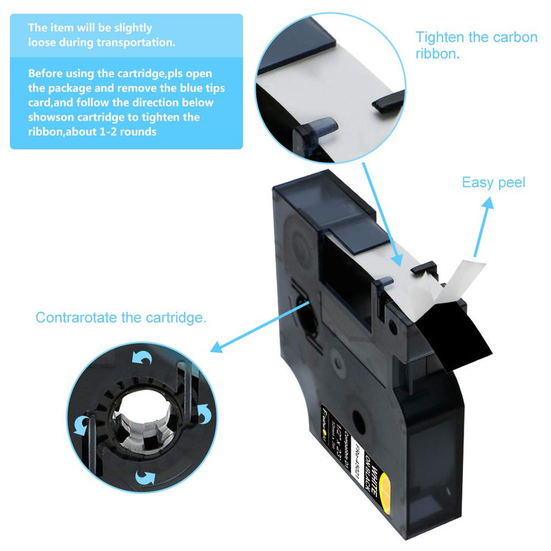 Freshworld Compatible Labeling Tape Replacement for Dymo D1 Label Tape Refill 45021 White on Black Permanent Polyester,1/2 Inch x 23 Ft,for Dymo LabelManager 160 210D 280 PnP 260P 420P 450D 360D, 4P