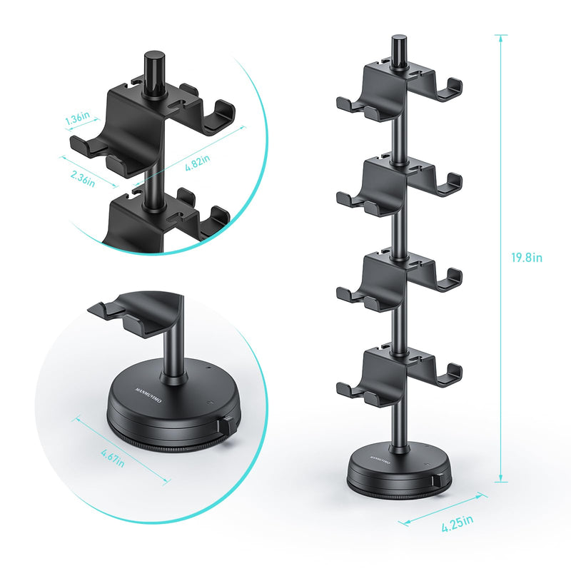 MANMUVIMO Anti-Slip Game Controller Holder 4 Tiers with Stable Suction Cup, Controller Stand for Desk, Universal Controller Storage Display Stand Compatible for PS5/PS4/Xbox Series/Xbox One/Switch Pro Controller Stand 4 Tires