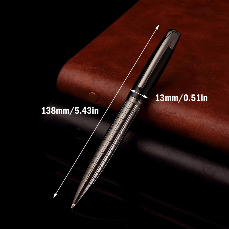 Obacle Ballpoint Pens Black Pens Medium Ball Point 1.0mm Smooth Writing Grip Metal Retractable Executive Business Office Fancy Nice Gift Pen for Men Women (Gun Black, 2 Pack 4 Refills) Gun Black Pens, 2 Pack 4 Refills