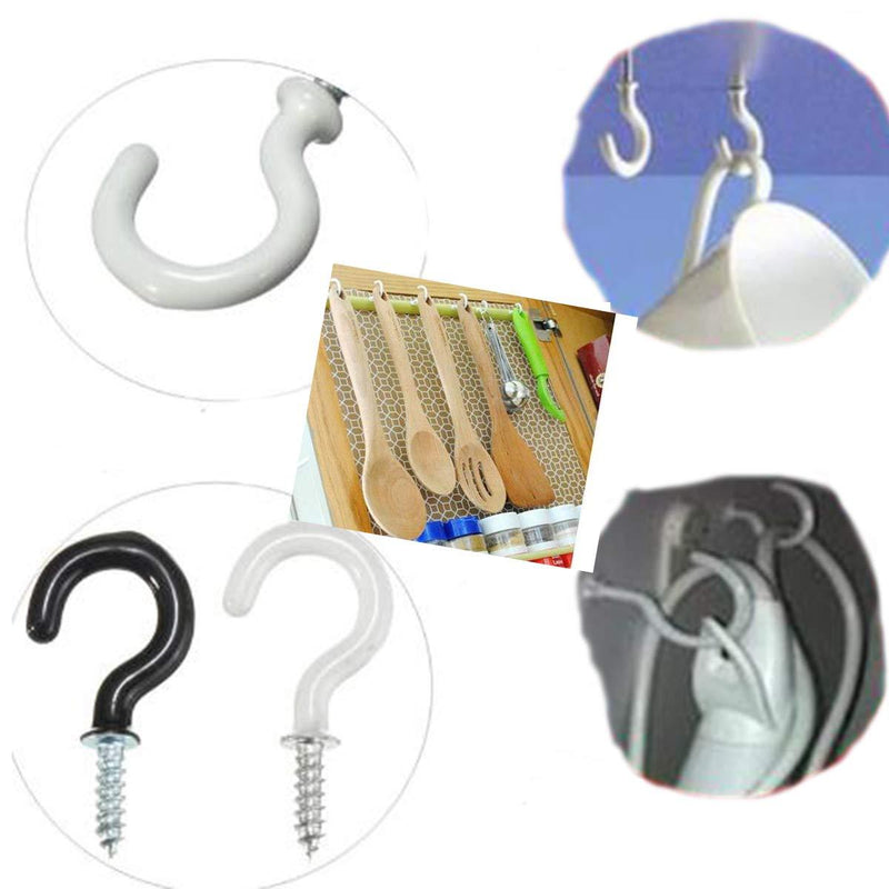 15pcs 2.9Inch White Vinyl Coated Screw-in Ceiling Hooks Cup Hooks Indoor and Outdoor Use, Screw Hook