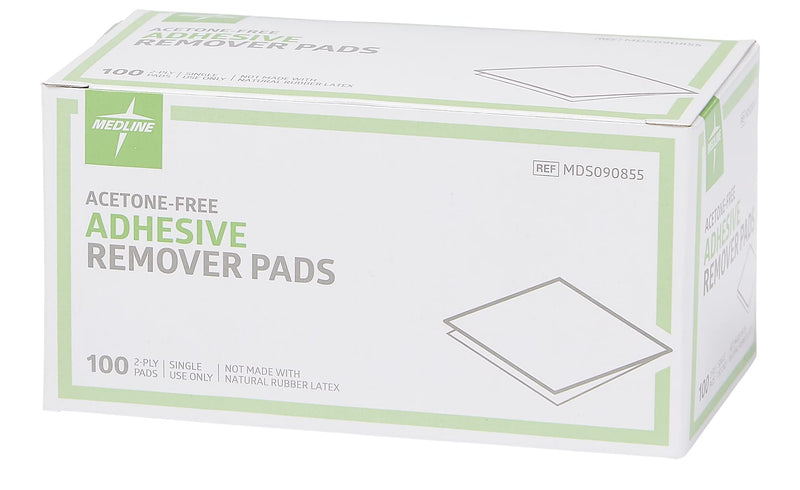 Medline Latex Free Individually Wrapped Adhesive Tape Remover Pads-100 Count (Packaging May Vary) 100 Count