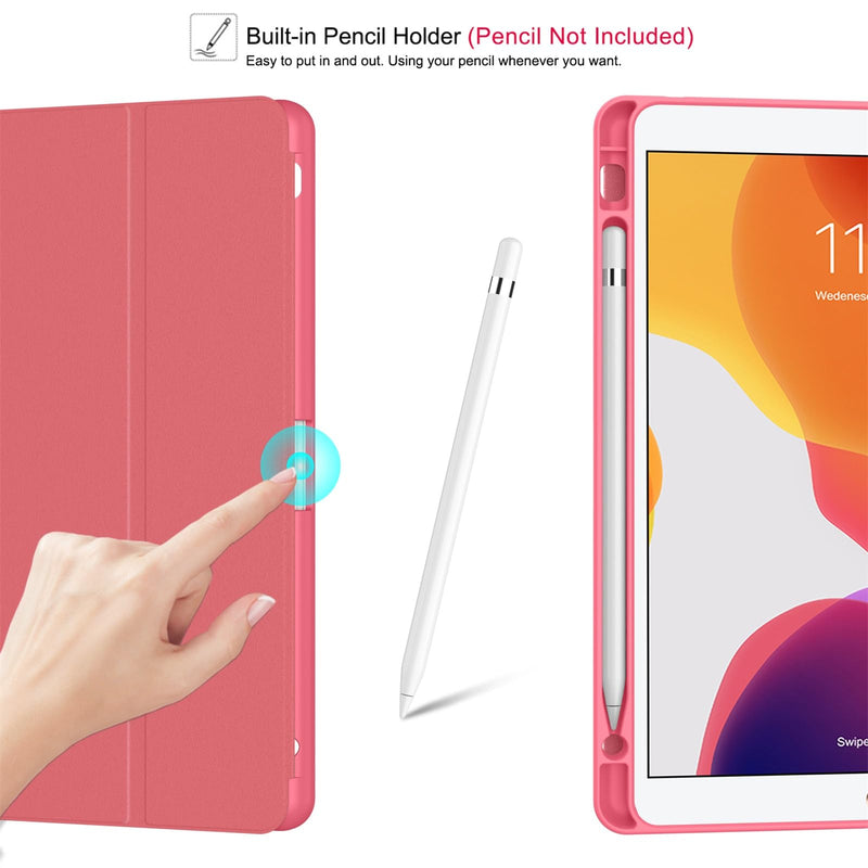 Soke New iPad 10.2 Case with Pencil Holder for iPad 9th Generation 2021/8th Gen 2020/7th Gen 2019-Premium Shockproof Case with Soft TPU Back Cover & Auto Sleep/Wake for iPad 10.2"(Book Watermelon) Book Watermelon