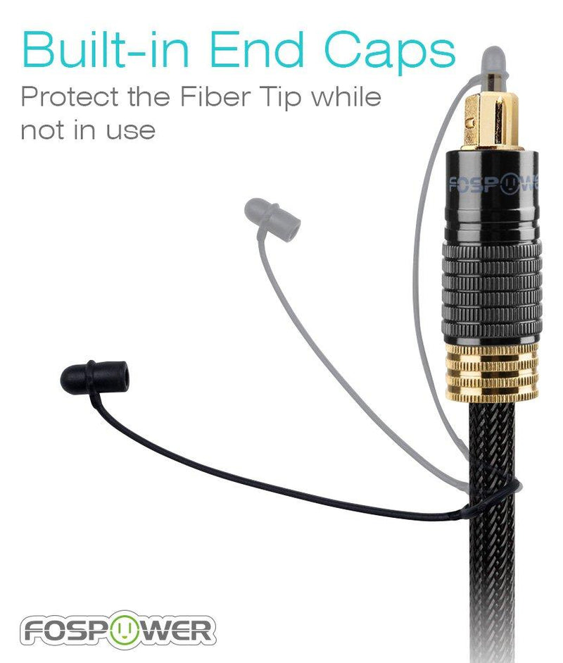 FosPower (3 Feet) 24K Gold Plated Toslink Digital Optical Audio Cable (S/PDIF) - [Zero RFI & EMI Interference] Metal Connectors & Ultra Durable Nylon Braided Jacket 03 FT / 91 CM