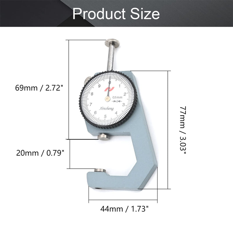 Utoolmart Dial Thickness Gauge, Flat Head Thickness, 0-20mm Tester Dial Measuring Tool for Paper Leather Cloth Paper, Film, Wire 1 Pcs 0-20 flat ends