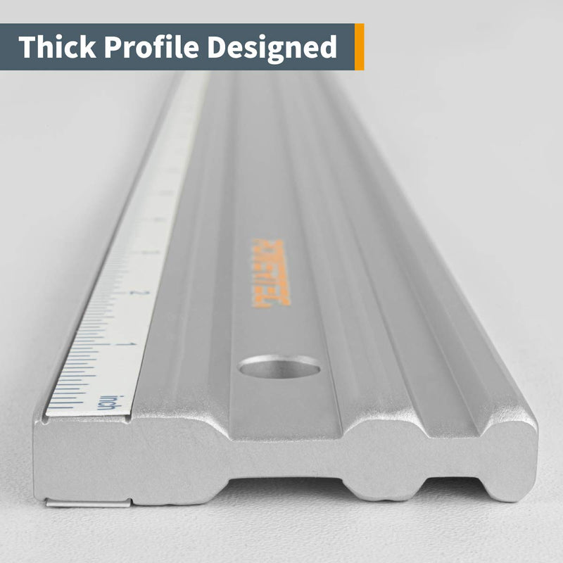 POWERTEC 71227 24" Anodized Aluminum Straight Edge | Metal Straight Edge Machined Flat to Within 0.001” Over Full 24” - Professional Finishing Tools
