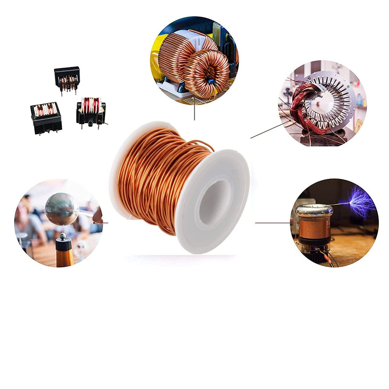 Heyiarbeit 25 AWG Magnet Wire Enameled Copper Wire Enameled Magnet Winding Wire 164 ft 0.0161" Diameter Temperature Rating 155℃ Magnetic Coil for Motors Transformers Inductors Inner Dia: 0.41mm,Length: 164Ft 1