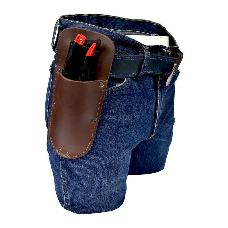 Hide & Drink, Thick Leather Holster for Pruning Shears w/ Belt Loop Garden Scissors Sheath, Folding Saw, Construction & Utility Tools Pouch, Handmade Includes 101 Year Warranty (Bourbon Brown)
