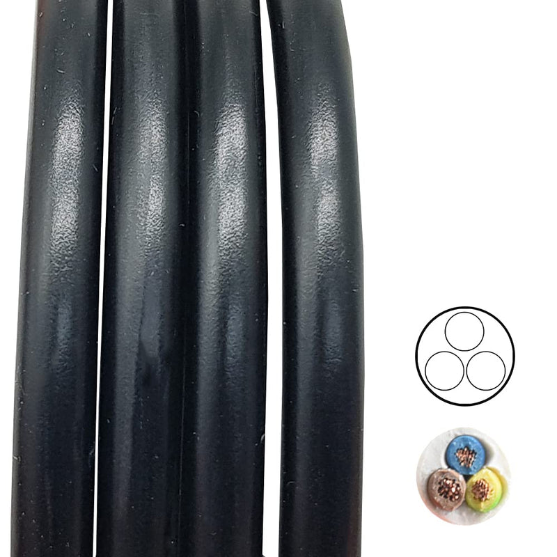 3m supply cable black H03VV-F 3 x 0.75qmm PVC insulated hose cable 3G lighting cable lamp cable cable power cable