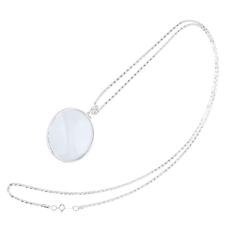 Magnifying Glass Portable, 5X Necklace Monocle Pendant Magnifier Magnifying Glass With Magnifiers For Reading Hobbies For Inspection Seniors(Silver)