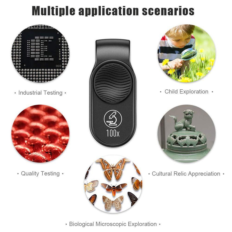 Apexel 100X Pocket Size Mobile Phone Microscope,HD Optical Lens Digital Microscope with Universal Clip Compatible with 98% Smartphone, Portable to Carry for Microworld for Kids and Adults
