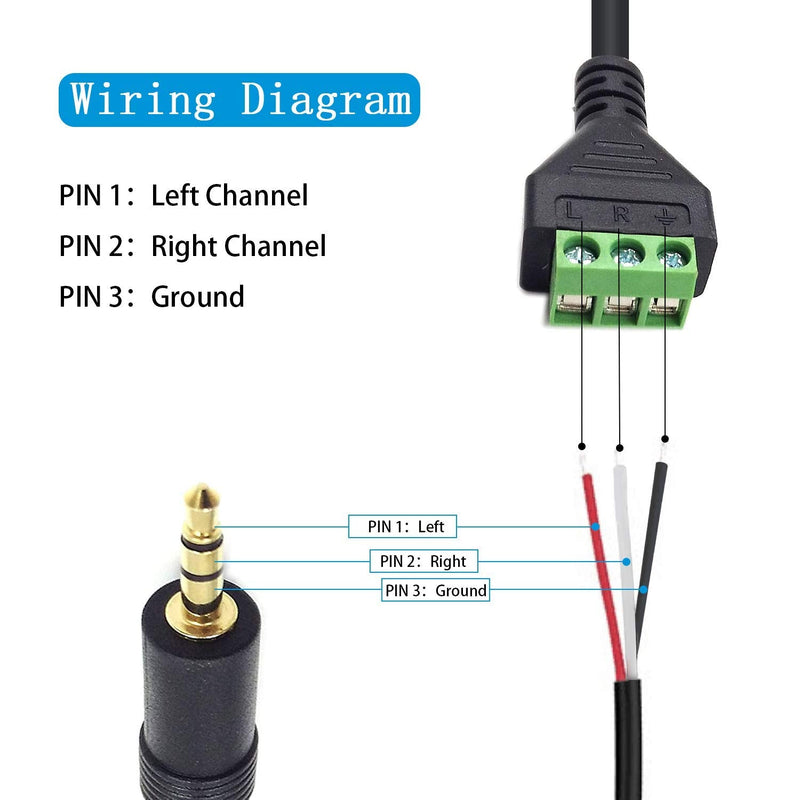 Poyiccot 3.5mm(1/8inch) Stereo Audio Balanced Male Jack to AV 3-Screw Video Balun Terminal Adapter Connector Cable 30cm(3.5mm M/3pin ) 3.5mm Male to 3pin screw terminal