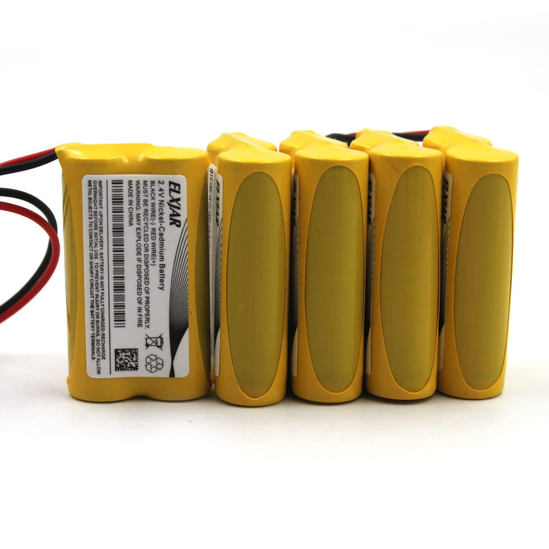 (5-Pack) 2.4V 800mAh Ni-CD Battery Pack Replacement for Dantona Custom-7, LITHONIA ELB-2P41N (CUSTOM-29), ELB-4804N (CUSTOM-241), Custom-276, OSA030 Exit Sign Emergency Light