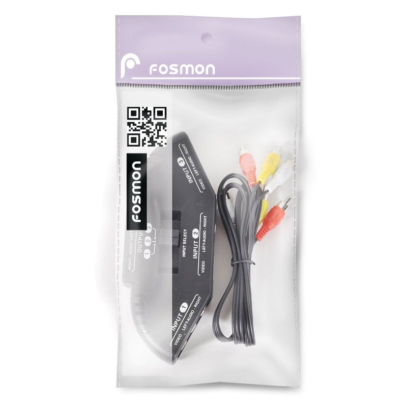 Fosmon A1602 RCA Splitter with 3-Way Audio, Video RCA Switch Box + RCA Cable for Connecting 3 RCA Output Devices to Your TV