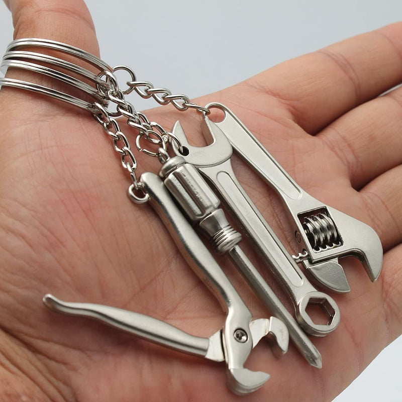 4pcs Mini Wrench Tool Keychain Metal Spanner Keyring Pendant Key Holder Organizer Keyfob Gift for Men Women Multitool Keychain Tool Keychains for Men