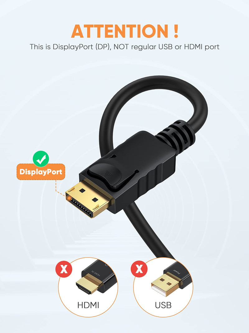 Displayport to VGA Cable 6FT, CableCreation DP to VGA Cable Gold Plated, Standard DP Male to VGA Male Cable, Black Color 6ft [1-Pack] Black (ABS)