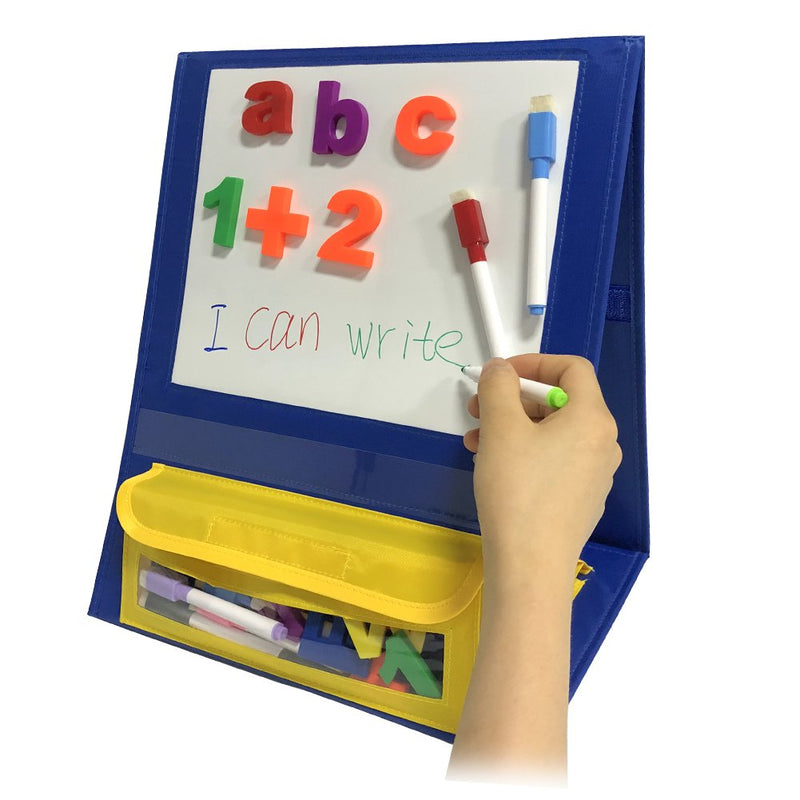 Godery Magnetic Desktop Tabletop Pocket Chart Stand, Double Sided Small Pocket Chart for Classroom Home (15" X 12.5") Easel Stand