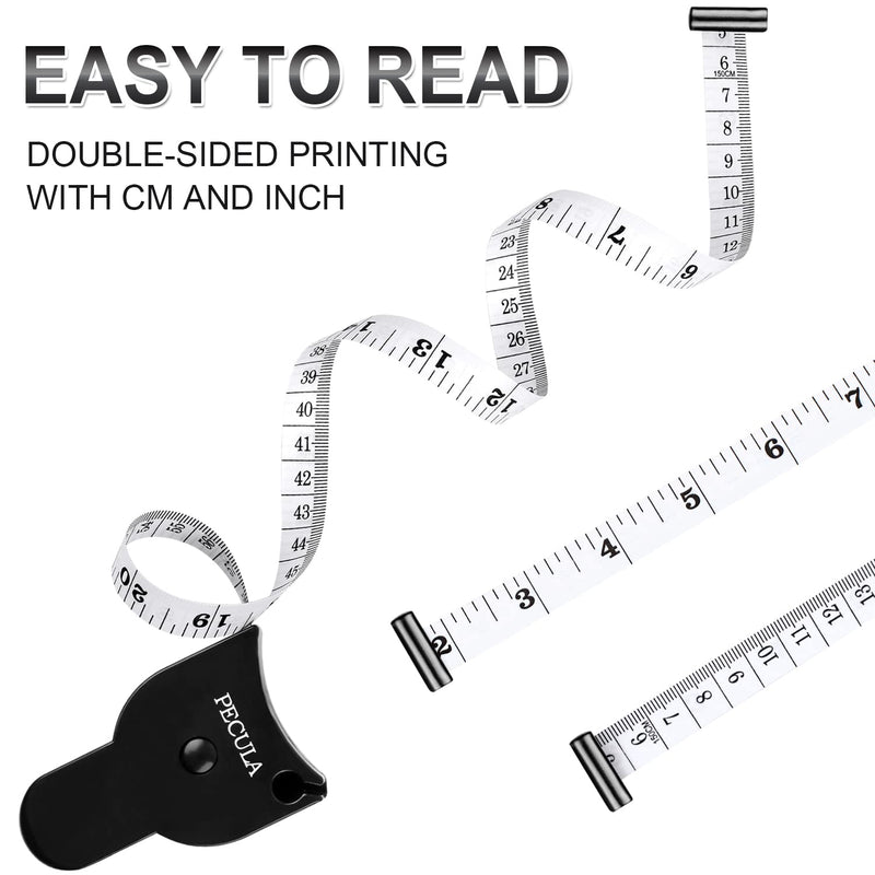 Body Measuring Tape 60 inch, Body Tape Measure, Lock Pin and Push Button Retract, Body Measurement Tape, White