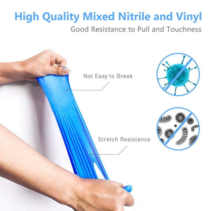 Disposable Gloves, 100Pcs Vinyl Gloves, Upgrade to Exam Blue Color, Powder Free, Latex Free, Kitchen and Food Safe - Ambidextrous (Large)