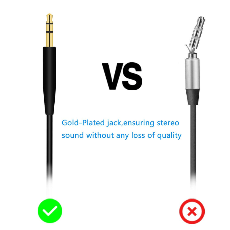 Replacement QC35 II Headphone Replacement Cord Cable Compatible Bose QuietComfort 35 (Series II),Bose On-Ear 2/OE2/OE2i/QC25/QC35/Soundlink/SoundTrue Wireless Headphones (Black) Black