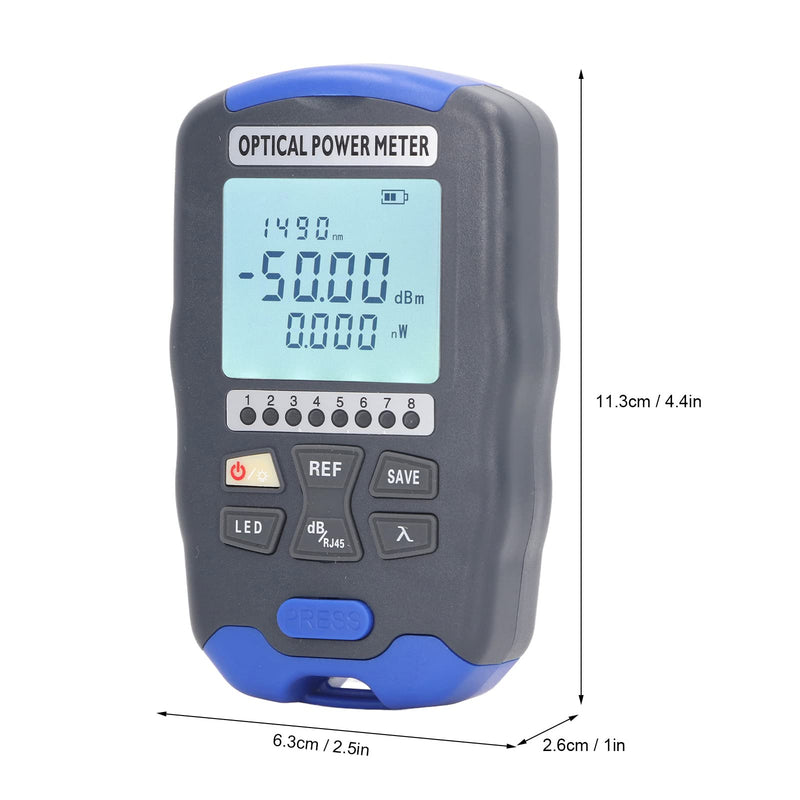 Fiber Optic Power Meter, 3-in-1 Optical Power Meter Fiber Optic Tester with RJ45 Tester and LED Lighting, -70~+10 dBm Mini Rechargeable Fiber Optic Power Meter, FC/SC/ST