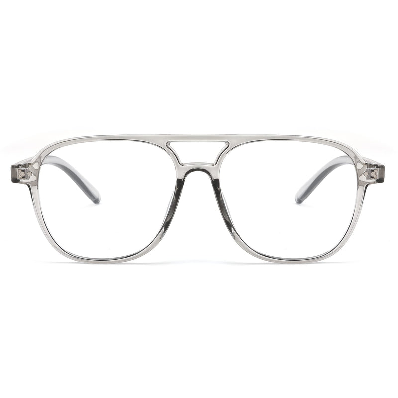 FEISEDY 70s Pilot Glasses Frame Blue Light Blocking Glasses Oversized Square Computer Glasses Women Men B2387 Clear Grey Frame 54 Millimeters