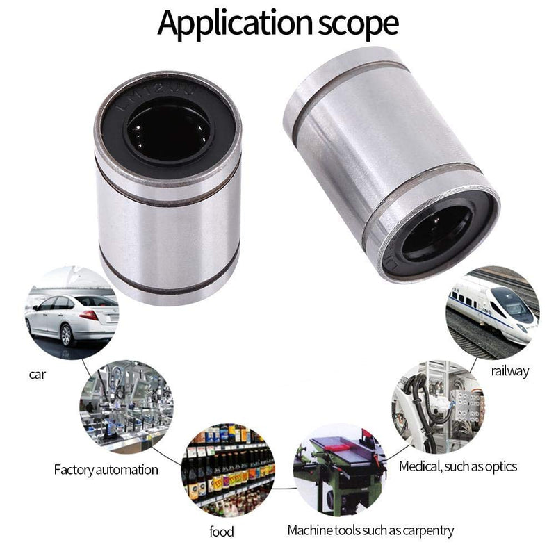 10Pcs 12 * 20 * 30 LM12UU Bearing 12mm Linear Motion Ball Bearing CNC Slide Bushing for 12mm Rod, 3 Dimensional Printer CNC Parts, and Other Applications