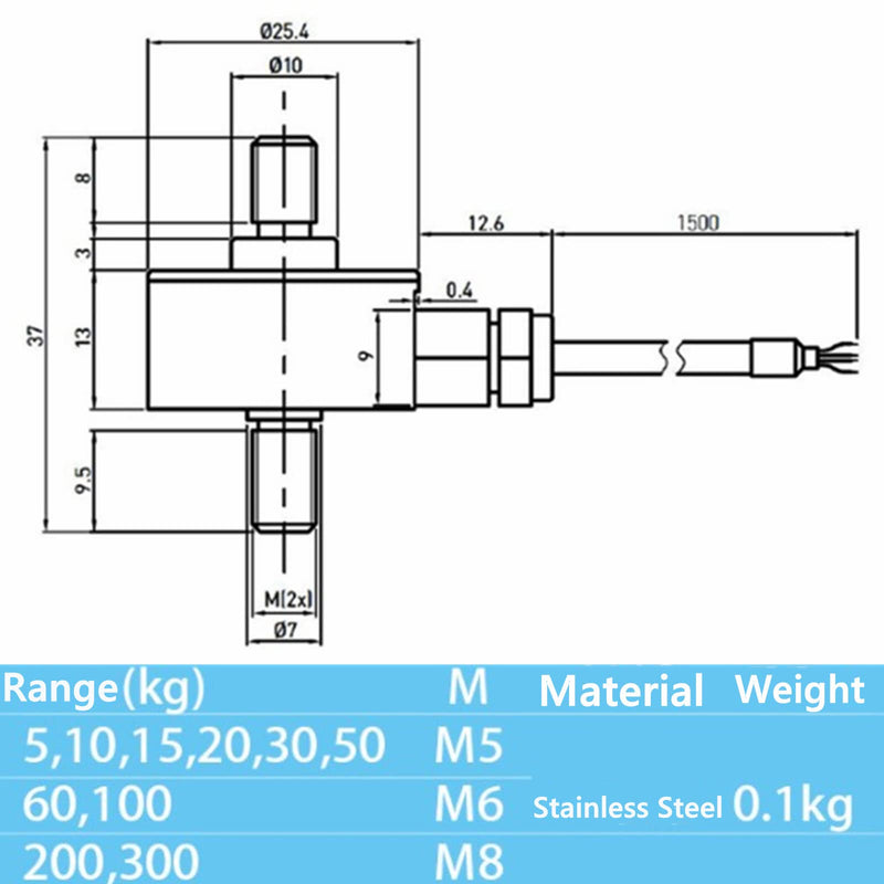 DYMH-103 Load Cell Miniature Weighing Sensor Pull Rod Pressure Tension Sensor Portable Crane Scale(0~5kg) 0~5kg