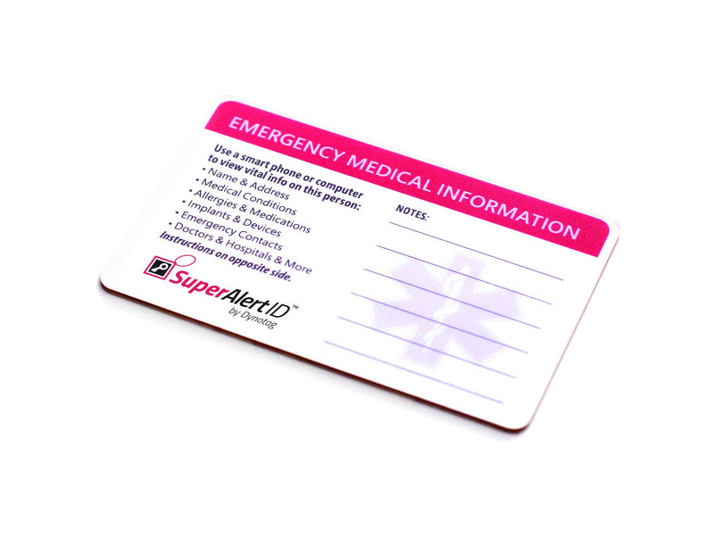 SuperAlert™ Smart Medical ID Card with Detailed Online Profile; Wallet Card with Lifetime Subscription