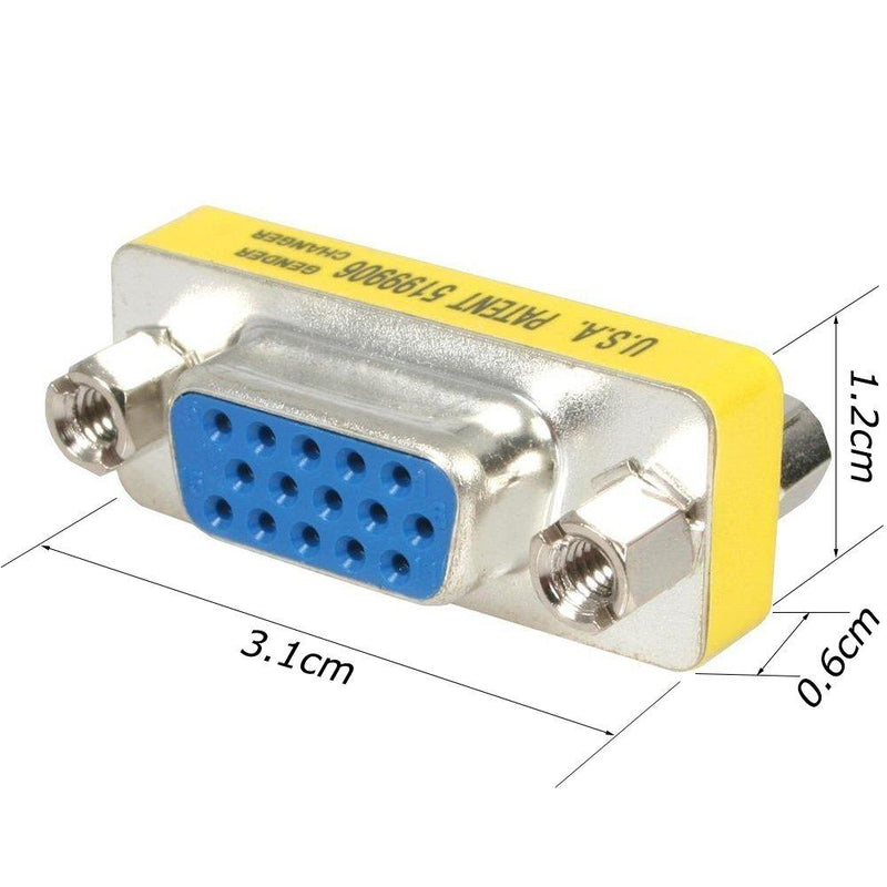 SVGA Connector, WOVTE DB HD New 15 VGA SVGA KVM Female to Female Gender Changer Adapter Coupler Pack of 2 2Packs