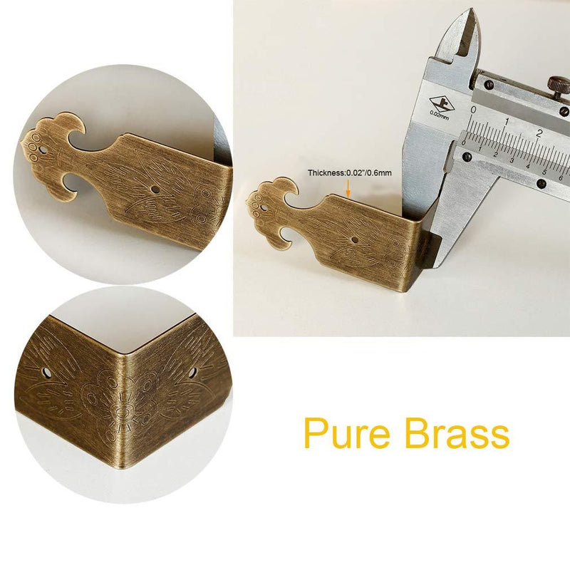 Tiazza 8Pcs Right Angle Brass Box Corner Protector Corner Braces Hardware Desk Edge Guards Wood Jewelry Box Photo Frame Accessories