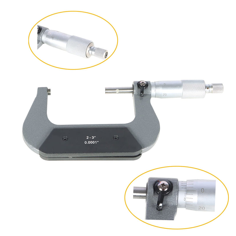 New 2-3" Precision Outside Micrometer 0.0001" Carbide Tipped