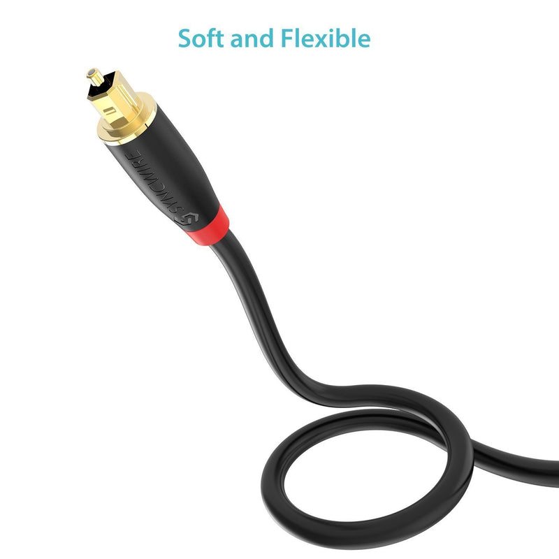 Syncwire Digital Optical Audio Cable (10 Feet) - [24K Gold-Plated, Ultra-Durable] Fiber Optic Toslink Male to Male Cord Optical Cables for Home Theater, Sound Bar, TV, PS4, Xbox, Playstation & More 10 Feet / 3M