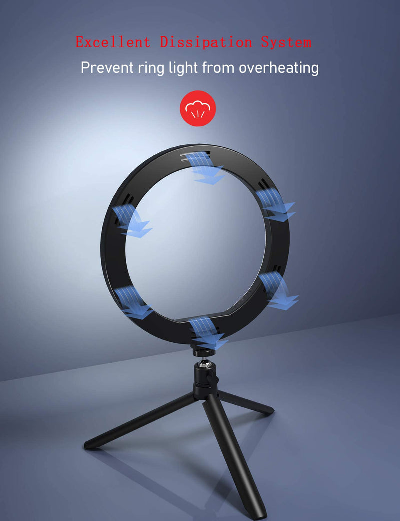 10" LED Ring Light, Selfie Ring Light with Tripod Stand Phone Holder,3000K-6500K Dimmable Desktop Makeup LED Circle Light with Remote for Live Streaming, Makeup, YouTube, Photography