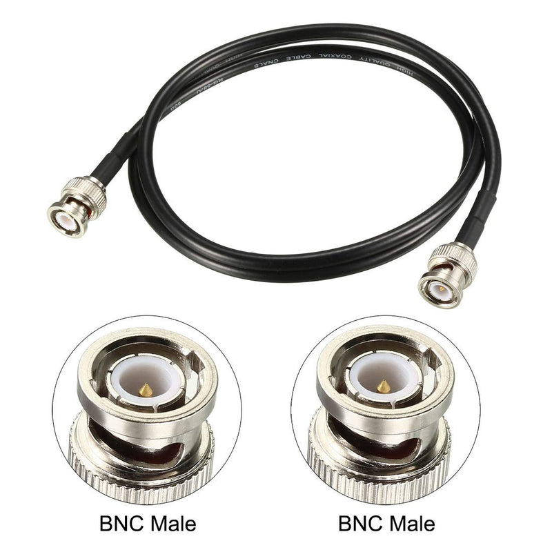uxcell RG58 Coaxial Cable with BNC Male to BNC Male Connectors 50 Ohm 3 Ft 2pcs 3 Feet