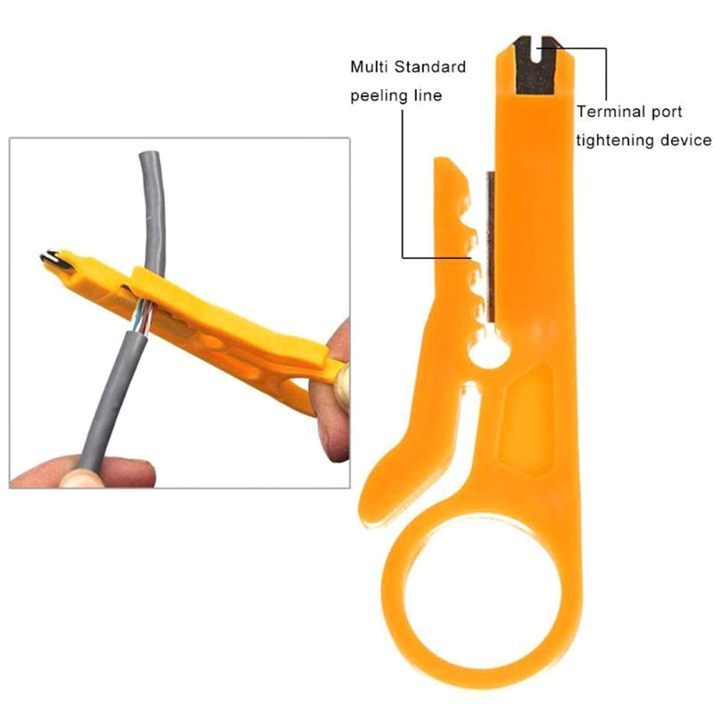 RuiLing 3PCS Small Wire Stripper Portable Crimping Tool Blue/Yellow/Black UTP STP Network Cable Cutter Keystone Jack RJ45 Ethernet Module Impact Punch Down Tool