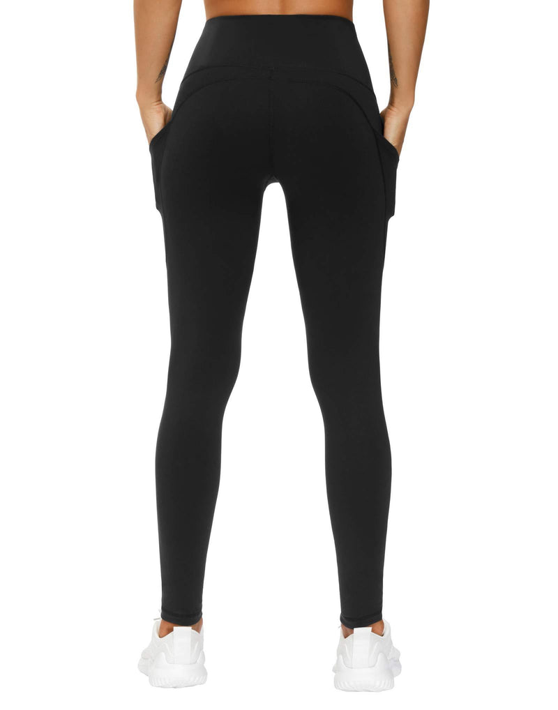 THE GYM PEOPLE Thick High Waist Yoga Pants with Pockets, Tummy Control Workout Running Yoga Leggings for Women X-Small Black