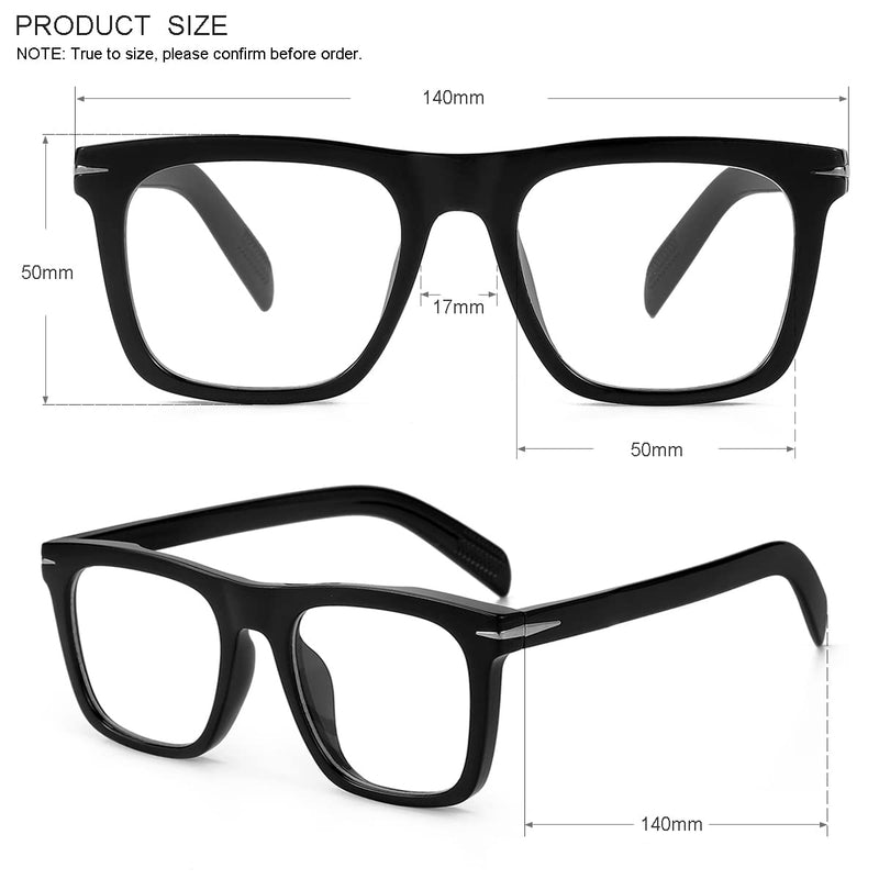 GLEYEMOR Blue Light Glasses for Men Women Trendy Square Frame Blue Light Blocking Lens Computer Glasses (Black) Black 50 Millimeters