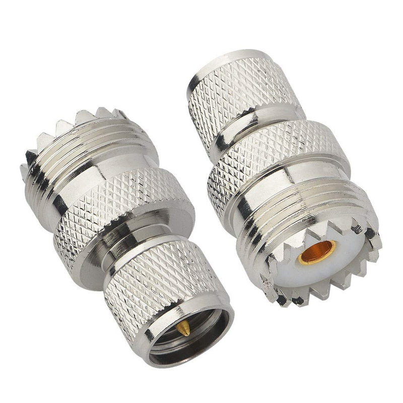 Mini UHF Male to UHF Female SO239 PL259 Connector RF Coax Adapter Pack of 2