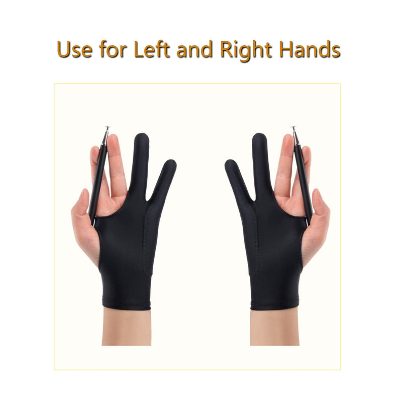 Digital Drawing Glove 2 Pack,Two-Finger Artist Glove for Drawing Tablet, Paper Sketching, iPad, Art Glove Suitable for Left and Right Hand S