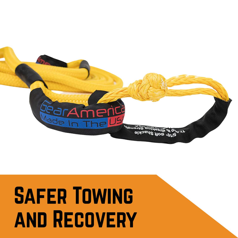 GearAmerica ATV/UTV Synthetic Soft Shackles 5/16” – 17,000 lbs MBS – for Off-Road ATV/UTV Recovery, Towing & More – Stronger Than Steel D Rings – Protective Sleeve & Storage Bag Included - Yellow Yellow - 5/16" - Single